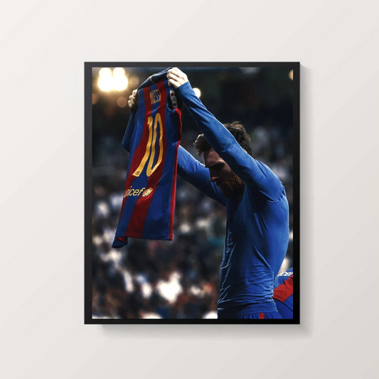 Cuadro personalizado Messi mostrando la 10